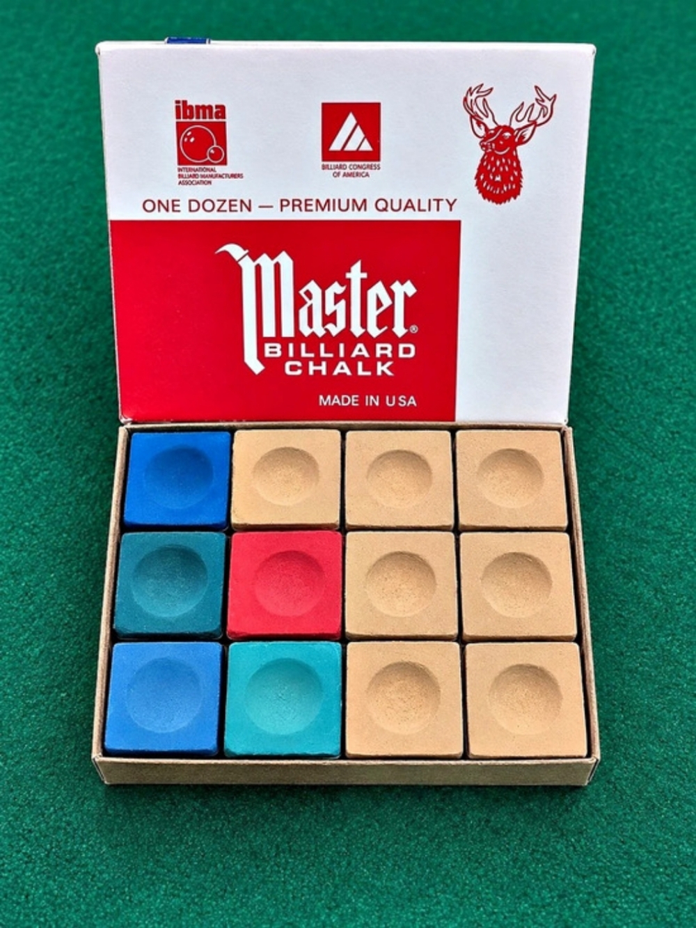 Master Billiard Chalk One Dozen Box Set of 12